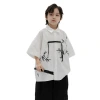 Summer Chinese short-sleeved white shirt for boys 2024 New style, a stylish and thin Chinese-style shirt jacket for children and boys Item Picture